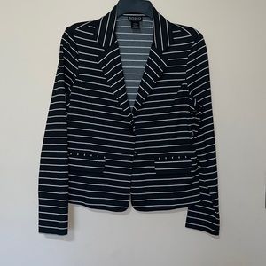 Soho brand-Womens black & white strip blazer, size large.